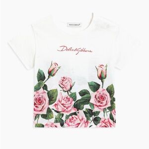Dolce & Gabbana Kids Pink Rose Tee